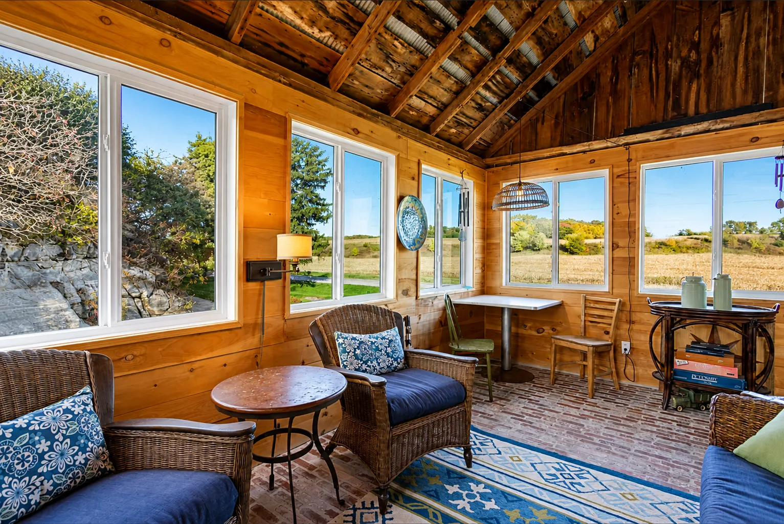 Inside the Pelton barn — sunroom