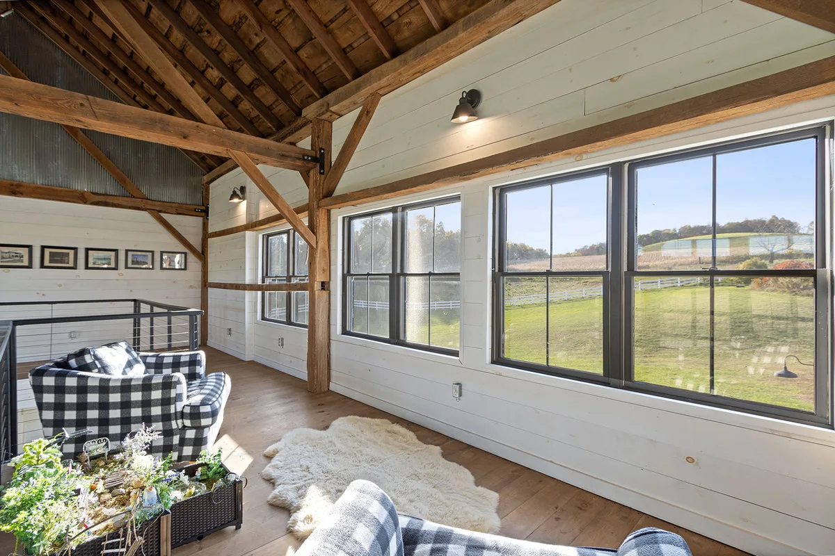 Inside the Pelton barn — sitting area